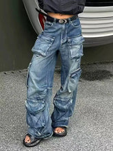 Vintage Multi-Pocket Denim Work Pants